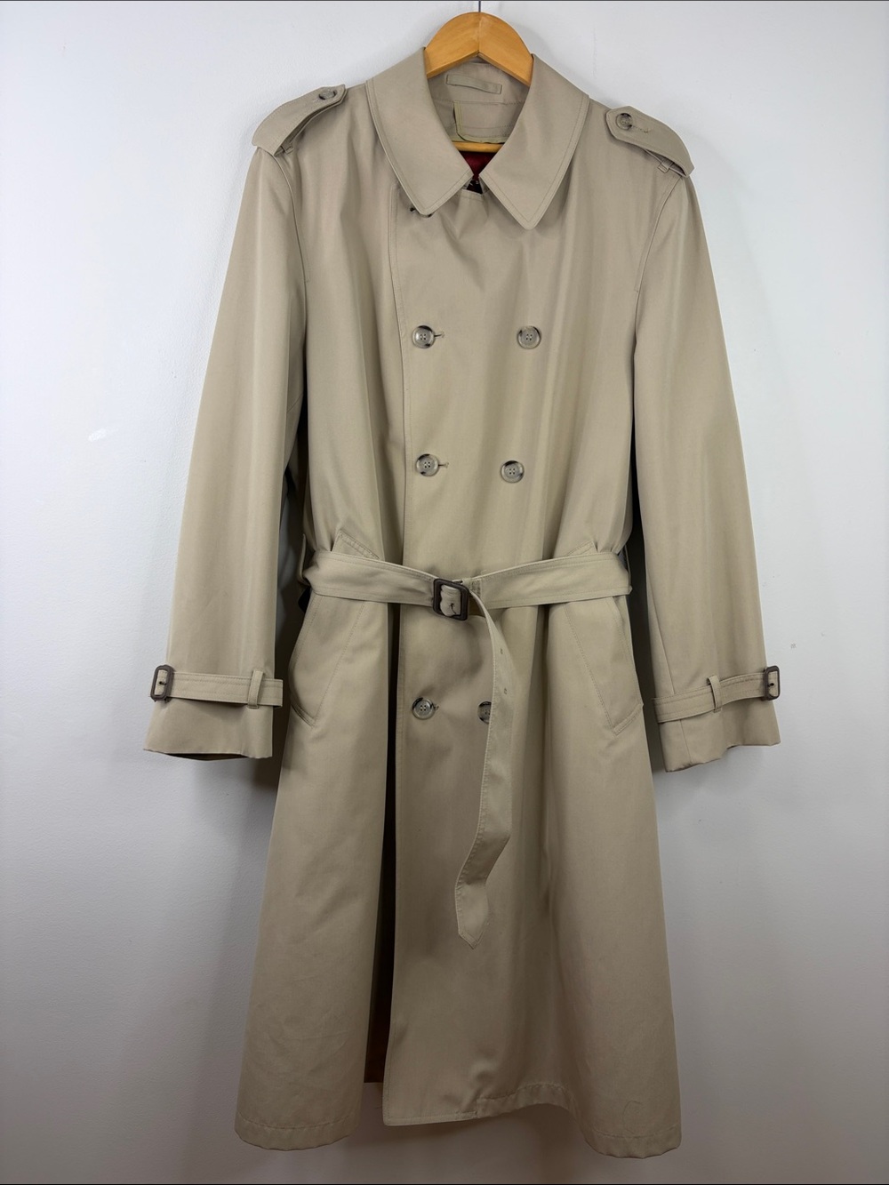 Vintage Trenchcoat Mens 42T Beige Cotton Wool Liner Made in Canada London Fog